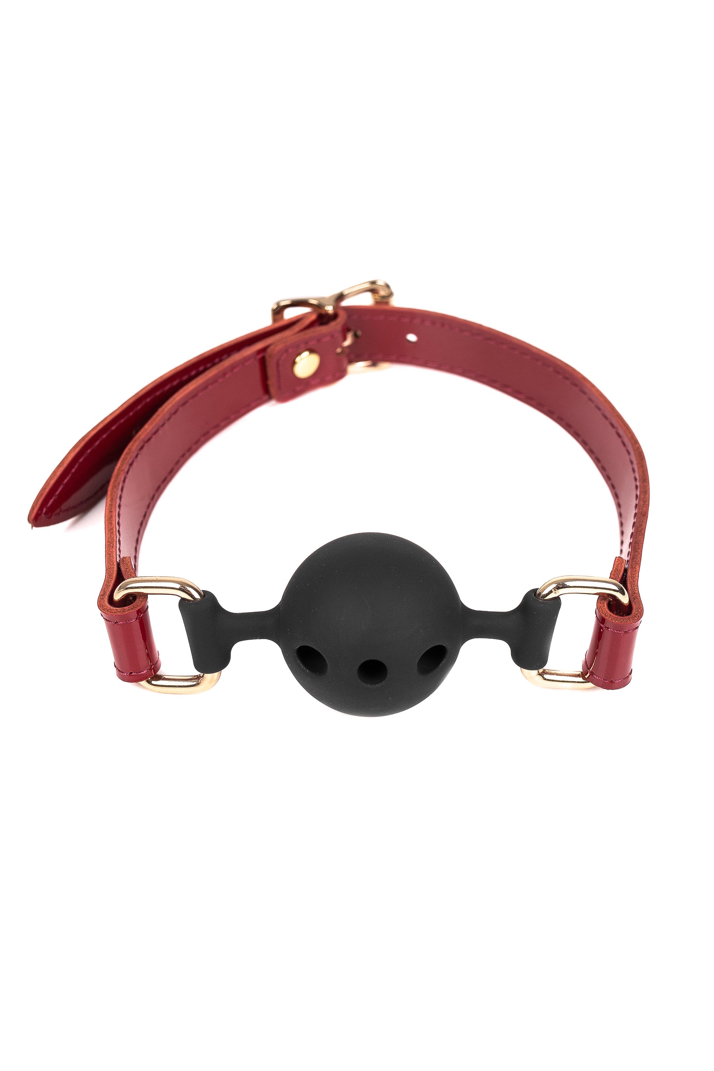 Soft Silicone Mouth Ball Gag. Lacquered Black