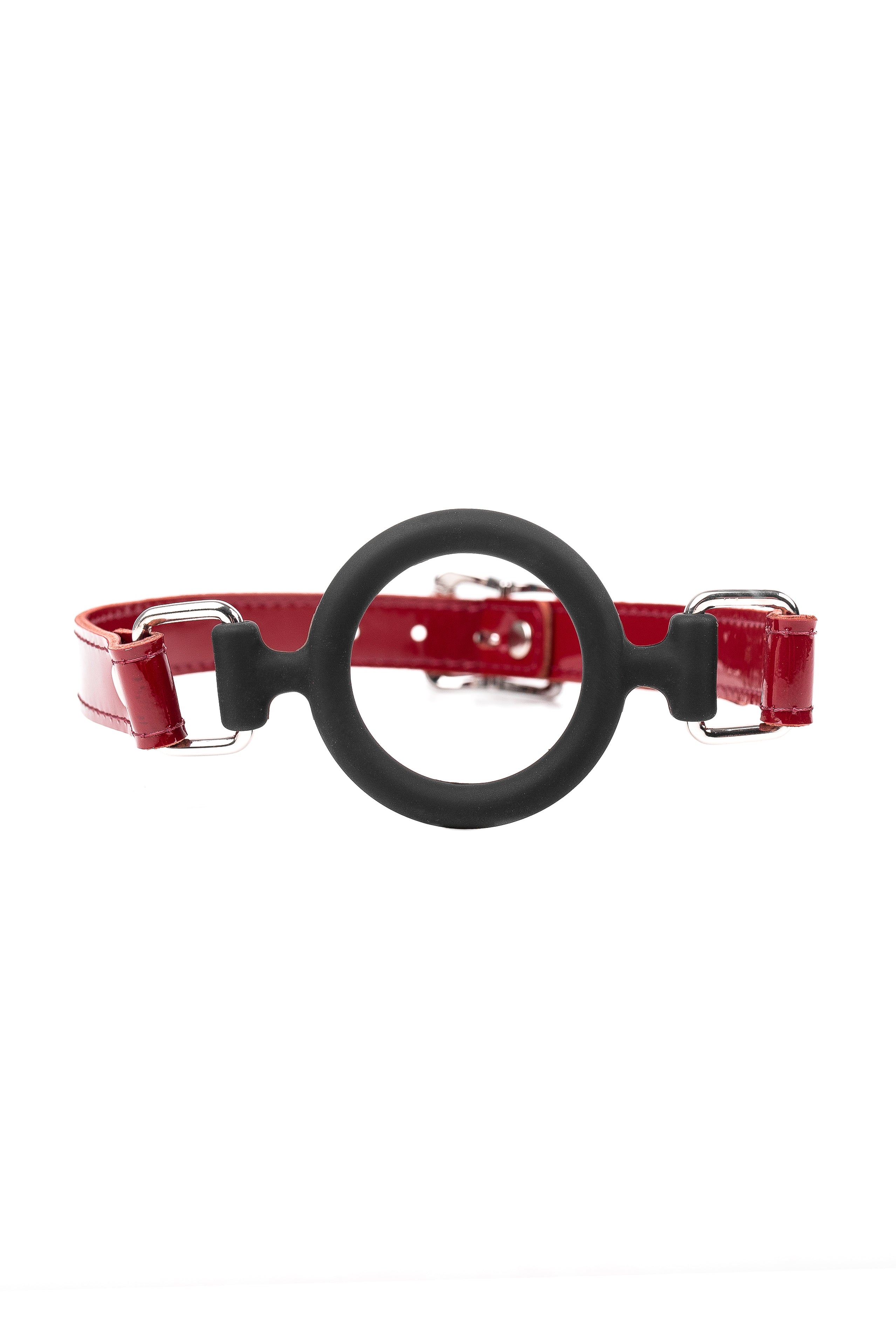 Soft Silicone Mouth Ring Gag. Lacquered Burgundy