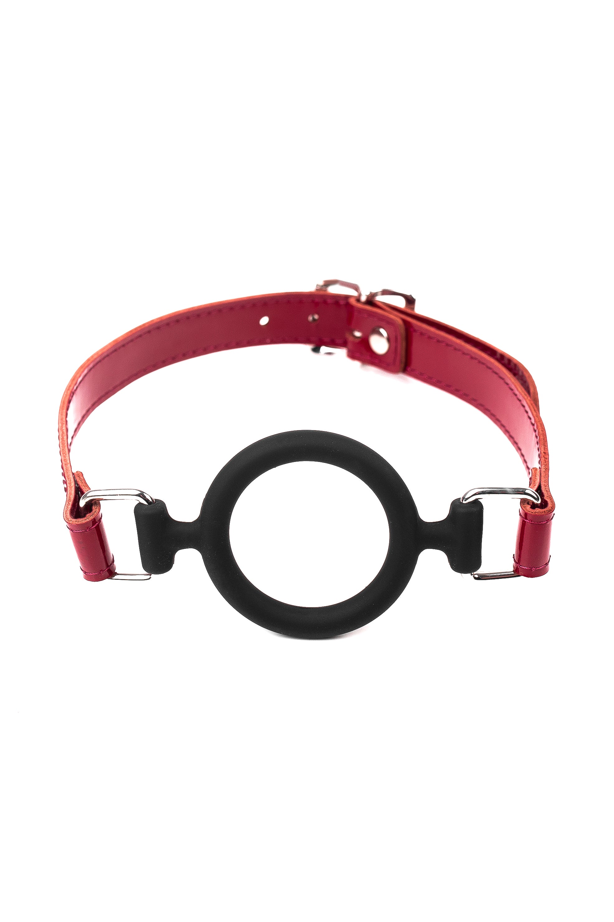 Soft Silicone Mouth Ring Gag. Lacquered Burgundy