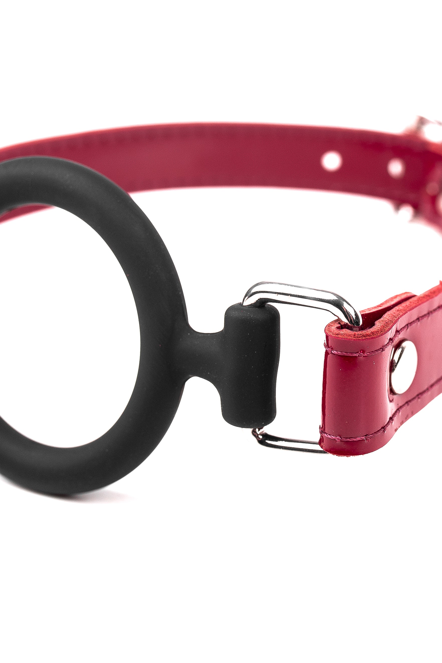 Soft Silicone Mouth Ring Gag. Lacquered Burgundy