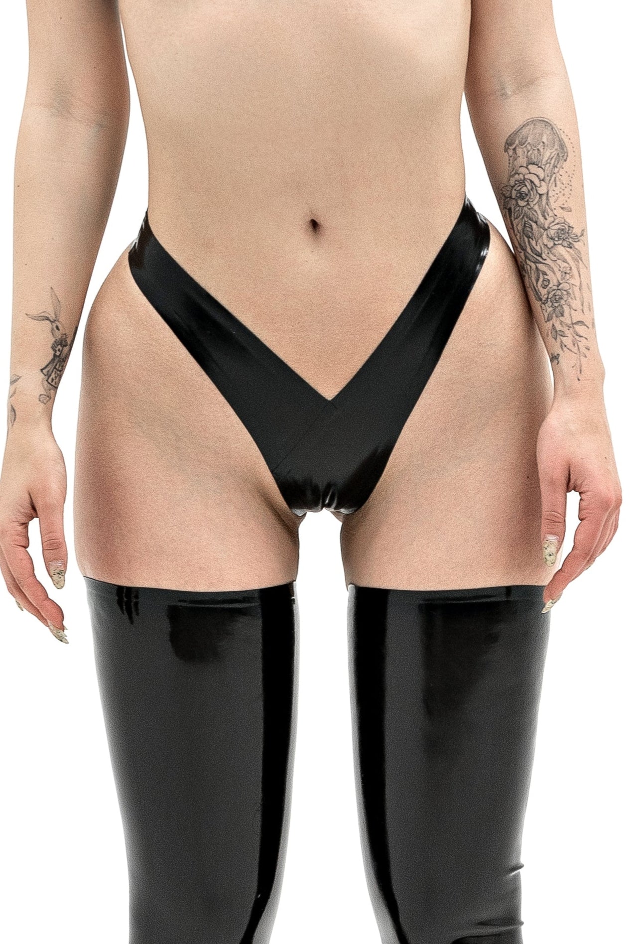 High-Cut Thong Pola. Black