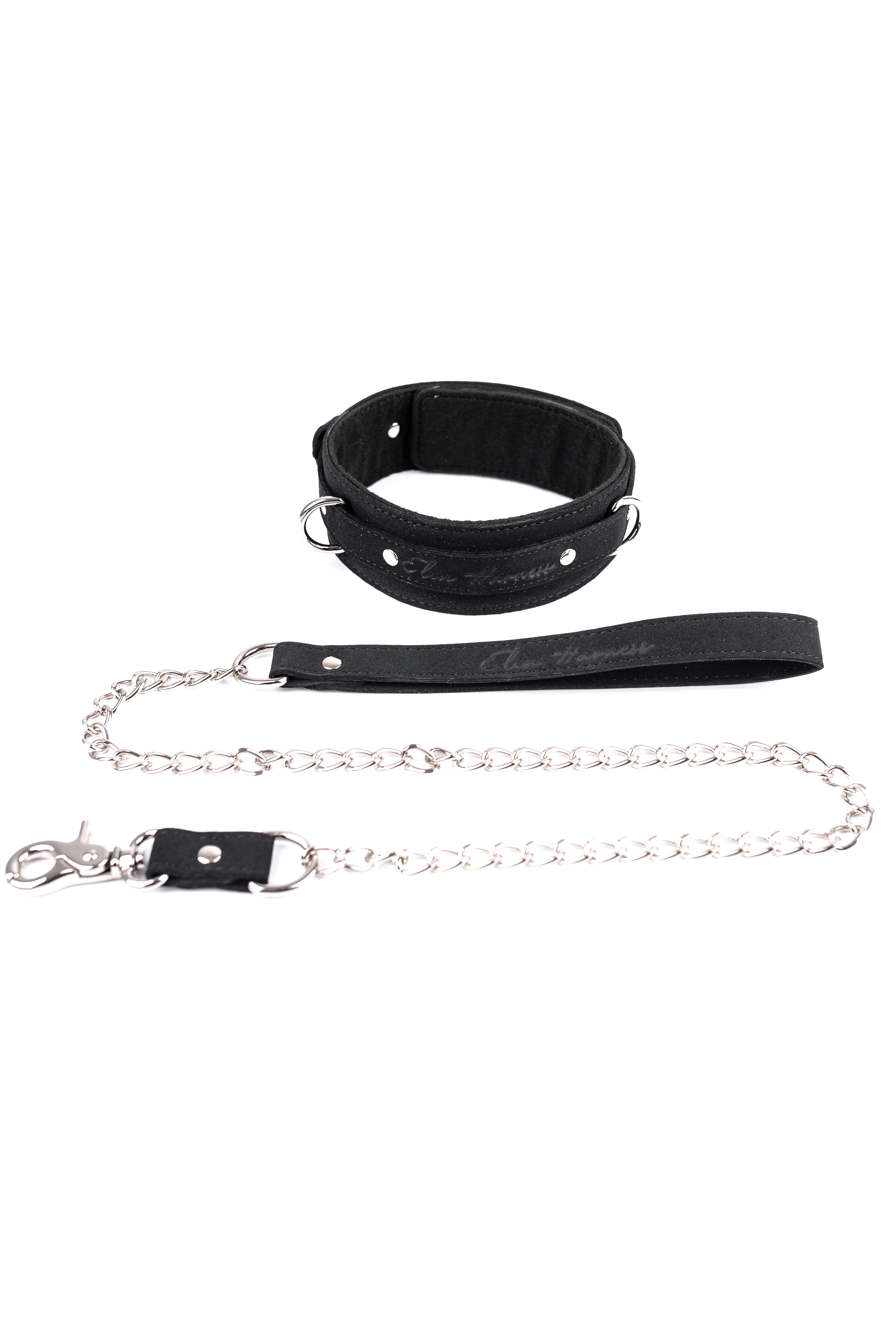 Faux Leather Choker with Chain leash