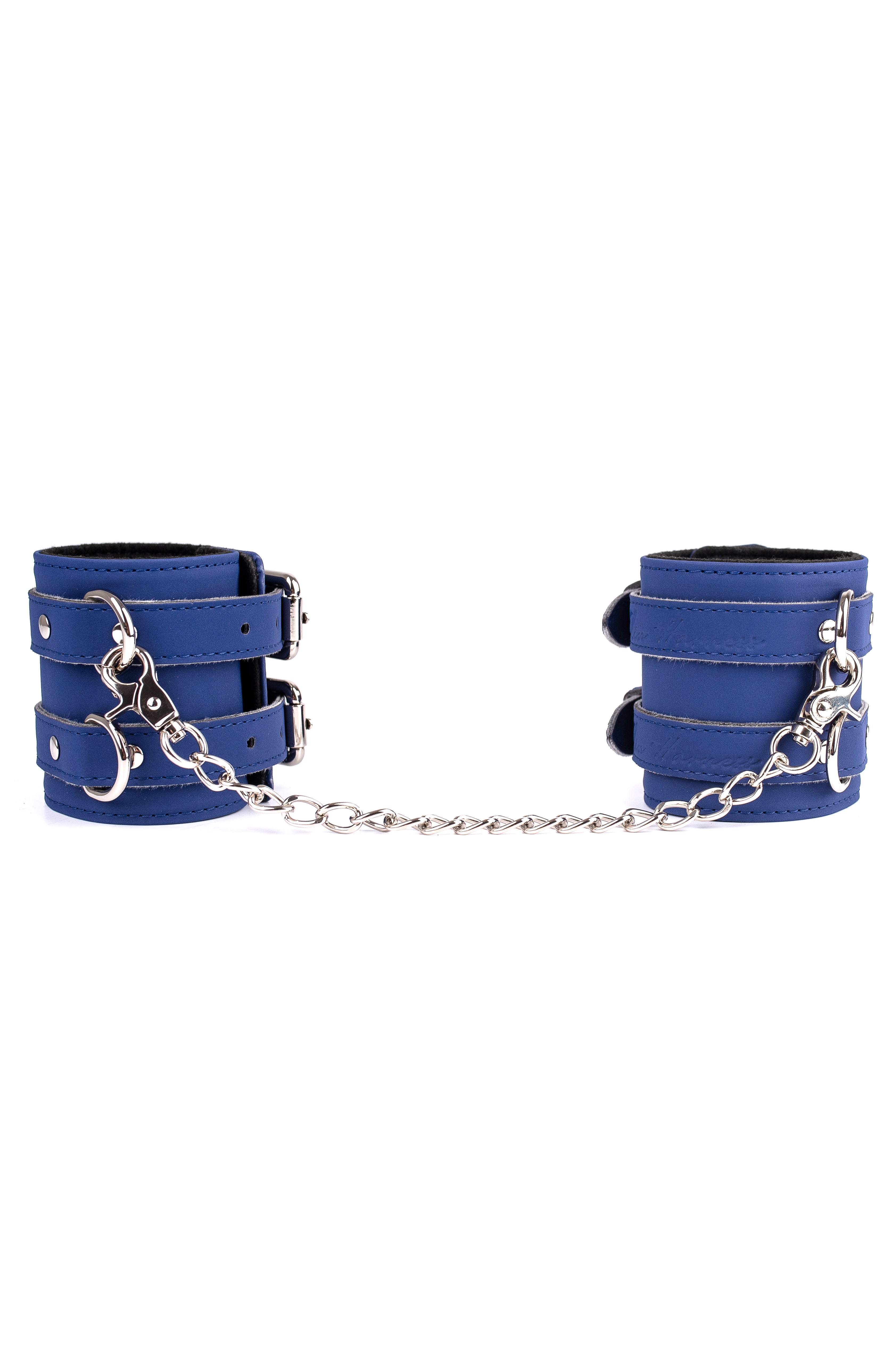 Vegan Leather Wide Handcuffs, Ankle cuffs with chain connector
