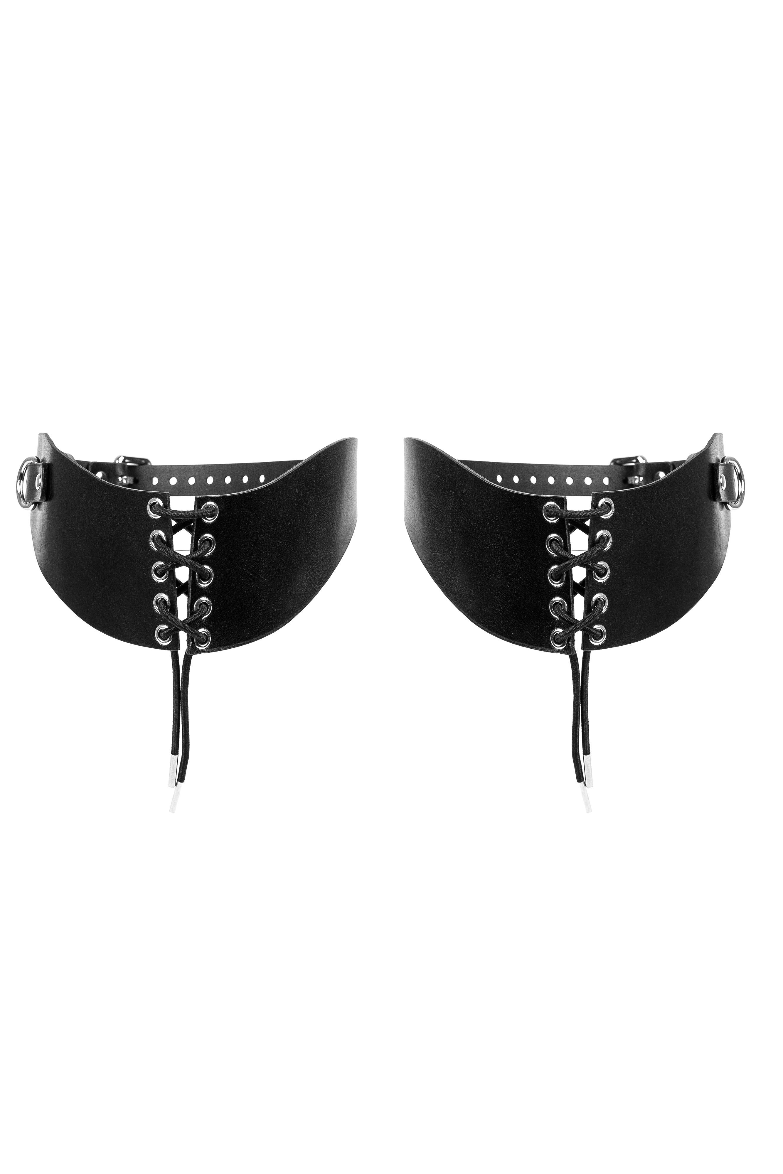Strap Leather Garthers with Front Lace-Up