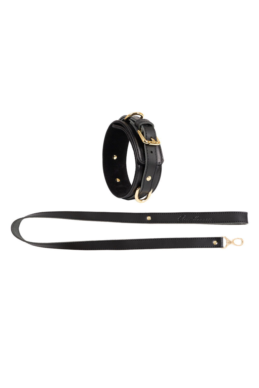 Leather Choker & Leash With Felt Lining. 2 Colors
