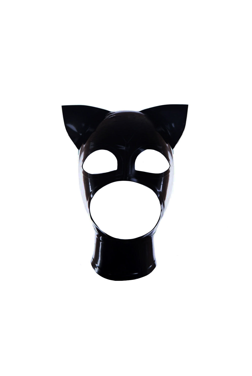 Latex cat mask with cut-outs for eyes, nose and mouth