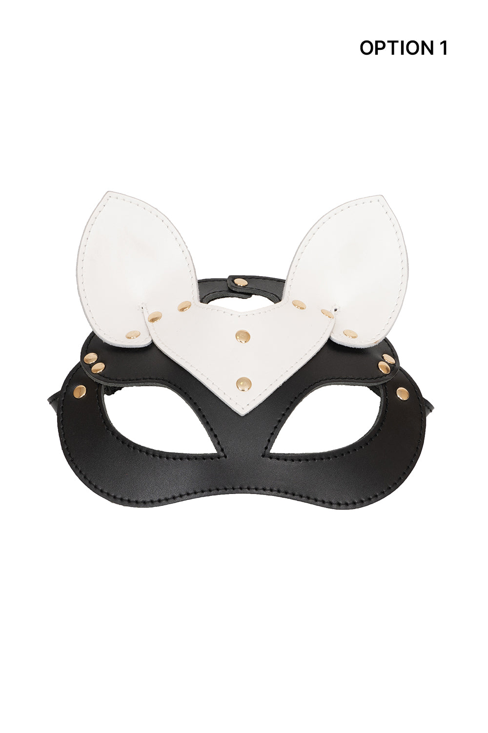 Leather сat mask, kitty fetish mask. Black and White mix