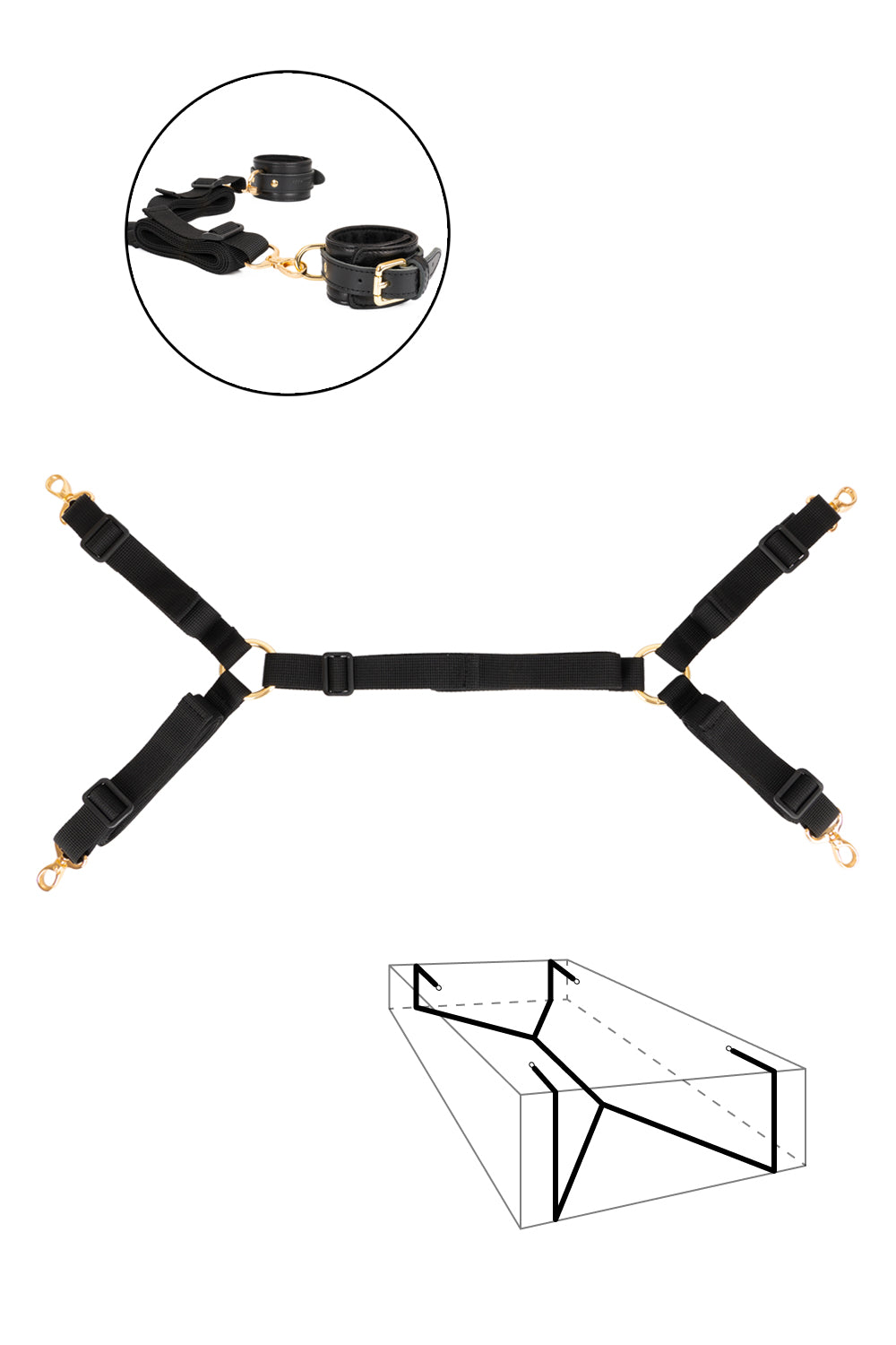 Bed Restraints, BDSM Strap, Restraint Set (cuffs not included)