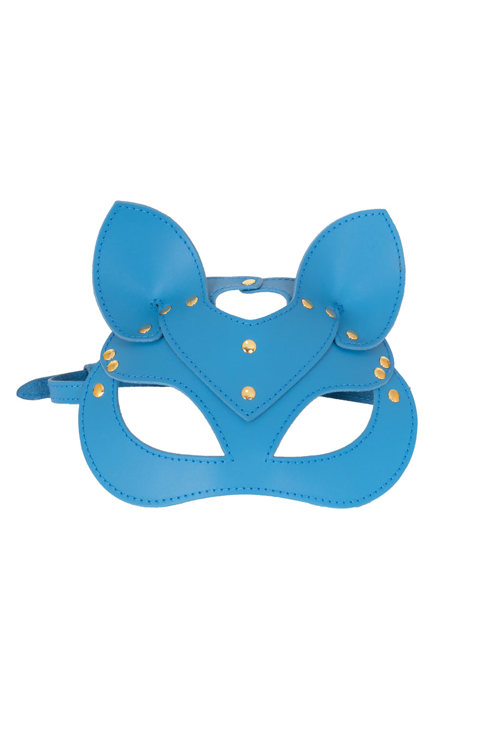 Leather сat mask, kitty fetish mask. Blue