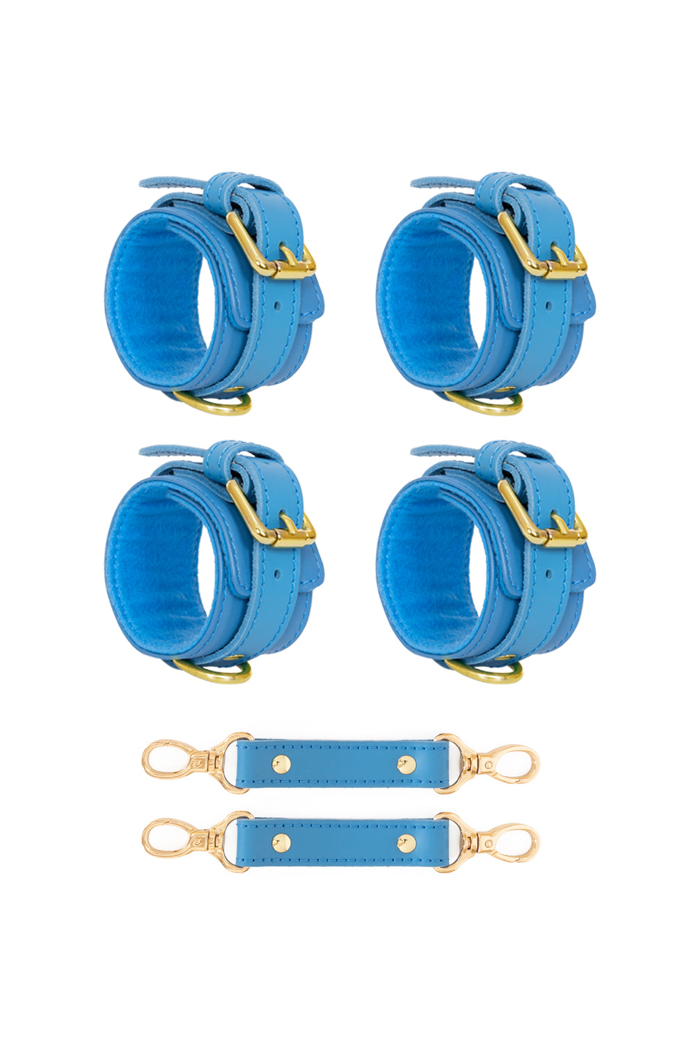 2 in 1 Hand and Ankle cuffs Leather Set. 10 colors