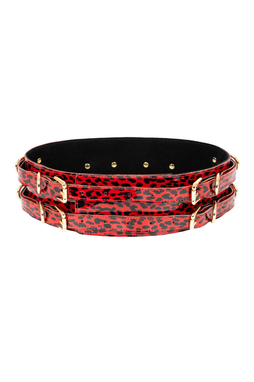 Lacquered Leather Waist Belt Leopard print