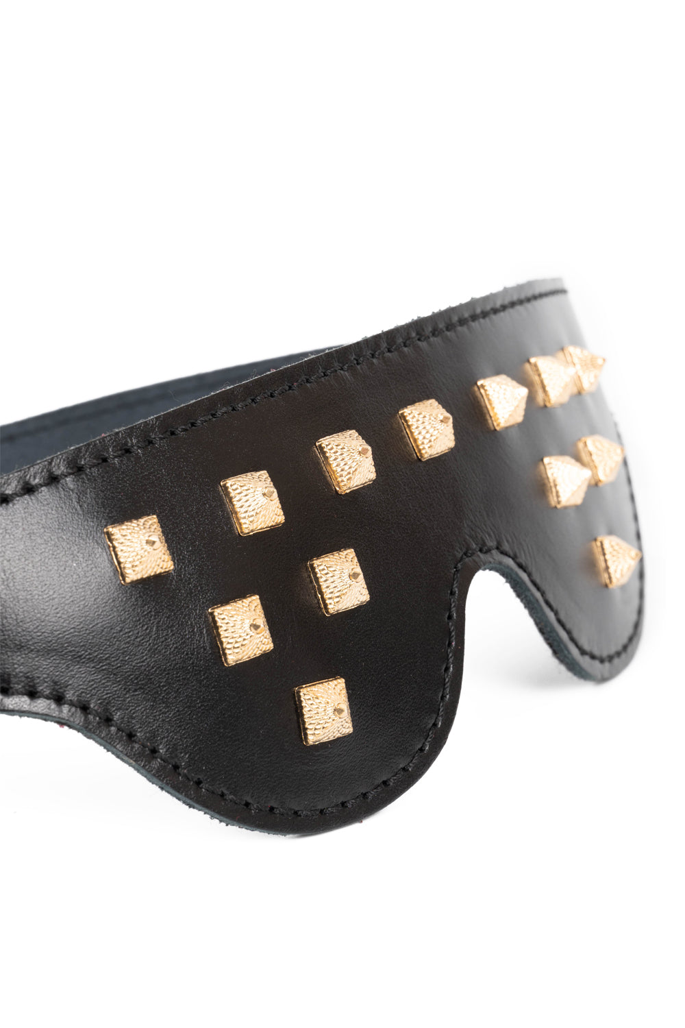 Leather Blindfold Mask with spikers. Black