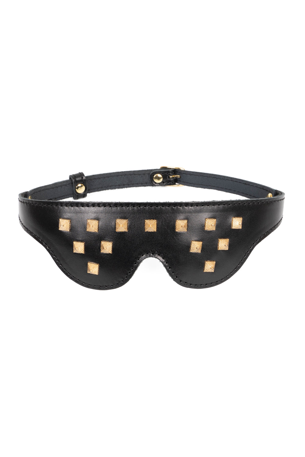 Leather Blindfold Mask with spikers. Burgundy