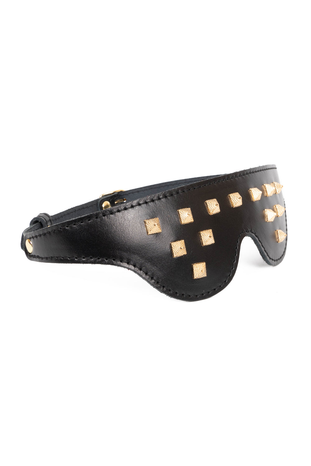 Leather Blindfold Mask with spikers. Burgundy