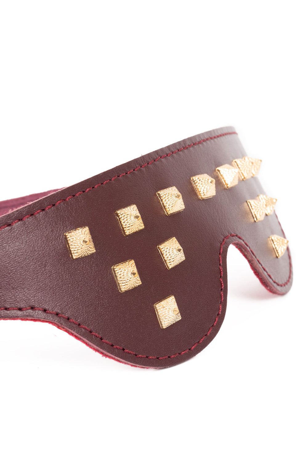 Leather Blindfold Mask with spikers. Burgundy