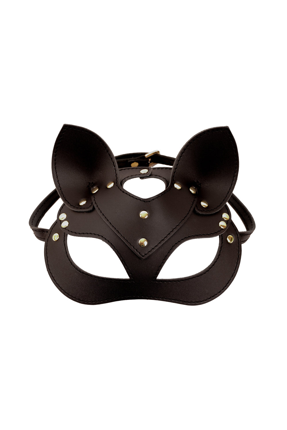 Leather сat mask, kitty fetish mask. Black