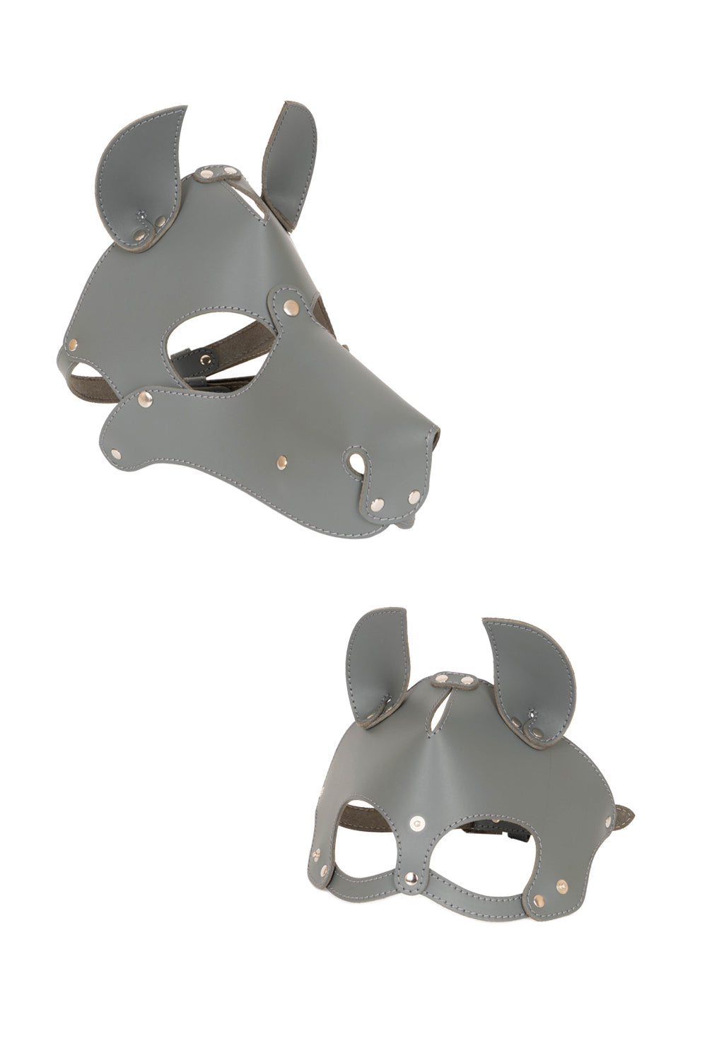 Dog mask with detachable muzzle. Gray