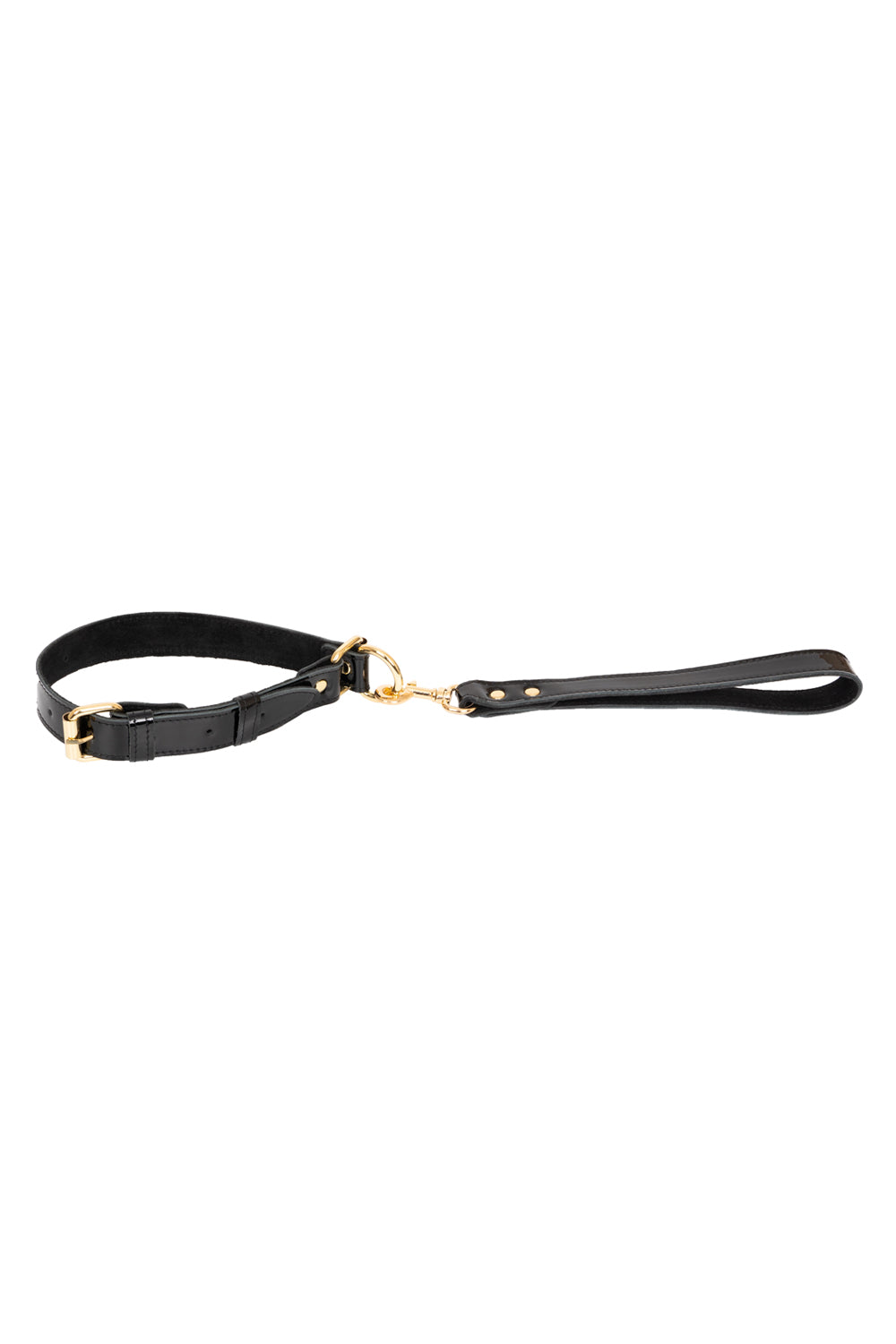 Lacquered leather self-tightening choke collar